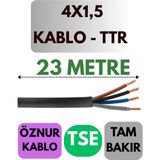 Öznur 4x1,5 Ttr Kablo Metre Seçenekli (Siyah) - 23 METRE