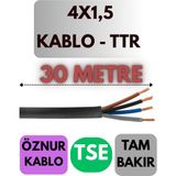 Öznur 4x1,5 Ttr Kablo Metre Seçenekli (Siyah) - 30 METRE