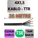 Öznur 4x1,5 Ttr Kablo Metre Seçenekli (Siyah) - 35 METRE