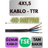 Öznur 4x1,5 Ttr Kablo Metre Seçenekli (Siyah) - 40 METRE