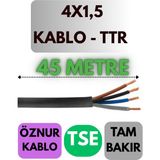 Öznur 4x1,5 Ttr Kablo Metre Seçenekli (Siyah) - 45 METRE