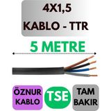 Öznur 4x1,5 Ttr Kablo Metre Seçenekli (Siyah) - 5 METRE