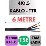 Öznur 4x1,5 Ttr Kablo Metre Seçenekli (Siyah) - 6 METRE
