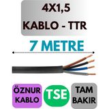 Öznur 4x1,5 Ttr Kablo Metre Seçenekli (Siyah) - 7 METRE