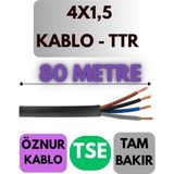 Öznur 4x1,5 Ttr Kablo Metre Seçenekli (Siyah) - 80 METRE