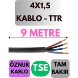 Öznur 4x1,5 Ttr Kablo Metre Seçenekli (Siyah) - 9 METRE