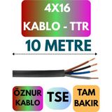 Öznur 4X16 Ttr Kablo Metre Seçenekli (Siyah) - 10 METRE