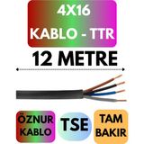 Öznur 4X16 Ttr Kablo Metre Seçenekli (Siyah) - 12 METRE
