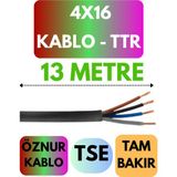 Öznur 4X16 Ttr Kablo Metre Seçenekli (Siyah) - 13 METRE