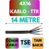 Öznur 4X16 Ttr Kablo Metre Seçenekli (Siyah) - 14 METRE