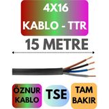 Öznur 4X16 Ttr Kablo Metre Seçenekli (Siyah) - 15 METRE