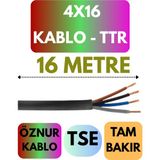 Öznur 4X16 Ttr Kablo Metre Seçenekli (Siyah) - 16 METRE