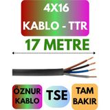 Öznur 4X16 Ttr Kablo Metre Seçenekli (Siyah) - 17 METRE