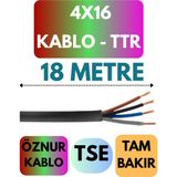 Öznur 4X16 Ttr Kablo Metre Seçenekli (Siyah) - 18 METRE