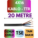 Öznur 4X16 Ttr Kablo Metre Seçenekli (Siyah) - 20 METRE