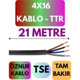 Öznur 4X16 Ttr Kablo Metre Seçenekli (Siyah) - 21 METRE