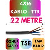 Öznur 4X16 Ttr Kablo Metre Seçenekli (Siyah) - 22 METRE