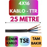 Öznur 4X16 Ttr Kablo Metre Seçenekli (Siyah) - 25 METRE