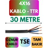 Öznur 4X16 Ttr Kablo Metre Seçenekli (Siyah) - 30 METRE