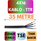 Öznur 4X16 Ttr Kablo Metre Seçenekli (Siyah) - 35 METRE