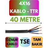 Öznur 4X16 Ttr Kablo Metre Seçenekli (Siyah) - 40 METRE