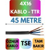 Öznur 4X16 Ttr Kablo Metre Seçenekli (Siyah) - 45 METRE