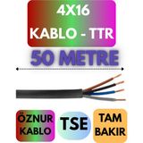 Öznur 4X16 Ttr Kablo Metre Seçenekli (Siyah) - 50 METRE