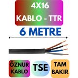 Öznur 4X16 Ttr Kablo Metre Seçenekli (Siyah) - 6 METRE