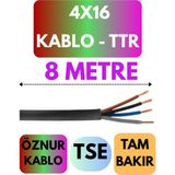 Öznur 4X16 Ttr Kablo Metre Seçenekli (Siyah) - 8 METRE