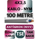 Öznur 4x2,5 Antigron (Nym) Kablo (Gri) Metre Seçenekli - 100 METRE