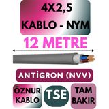 Öznur 4x2,5 Antigron (Nym) Kablo (Gri) Metre Seçenekli - 12 METRE