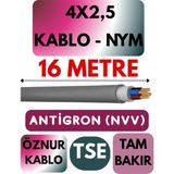 Öznur 4x2,5 Antigron (Nym) Kablo (Gri) Metre Seçenekli - 16 METRE