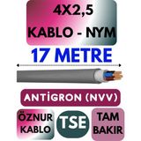 Öznur 4x2,5 Antigron (Nym) Kablo (Gri) Metre Seçenekli - 17 METRE