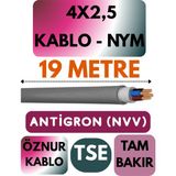 Öznur 4x2,5 Antigron (Nym) Kablo (Gri) Metre Seçenekli - 19 METRE