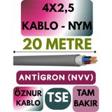 Öznur 4x2,5 Antigron (Nym) Kablo (Gri) Metre Seçenekli - 20 METRE