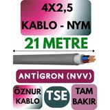 Öznur 4x2,5 Antigron (Nym) Kablo (Gri) Metre Seçenekli - 21 METRE