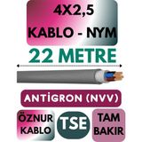Öznur 4x2,5 Antigron (Nym) Kablo (Gri) Metre Seçenekli - 22 METRE