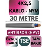 Öznur 4x2,5 Antigron (Nym) Kablo (Gri) Metre Seçenekli - 30 METRE