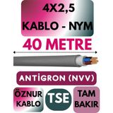 Öznur 4x2,5 Antigron (Nym) Kablo (Gri) Metre Seçenekli - 40 METRE