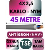 Öznur 4x2,5 Antigron (Nym) Kablo (Gri) Metre Seçenekli - 45 METRE