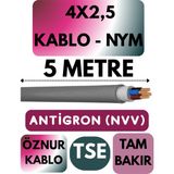 Öznur 4x2,5 Antigron (Nym) Kablo (Gri) Metre Seçenekli - 5 METRE