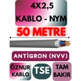 Öznur 4x2,5 Antigron (Nym) Kablo (Gri) Metre Seçenekli - 50 METRE