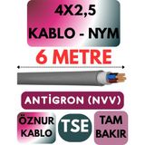 Öznur 4x2,5 Antigron (Nym) Kablo (Gri) Metre Seçenekli - 6 METRE