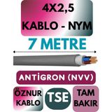 Öznur 4x2,5 Antigron (Nym) Kablo (Gri) Metre Seçenekli - 7 METRE