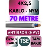 Öznur 4x2,5 Antigron (Nym) Kablo (Gri) Metre Seçenekli - 70 METRE