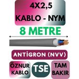 Öznur 4x2,5 Antigron (Nym) Kablo (Gri) Metre Seçenekli - 8 METRE