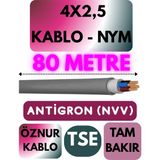 Öznur 4x2,5 Antigron (Nym) Kablo (Gri) Metre Seçenekli - 80 METRE