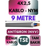 Öznur 4x2,5 Antigron (Nym) Kablo (Gri) Metre Seçenekli - 9 METRE
