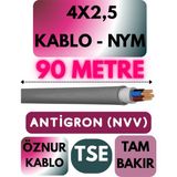 Öznur 4x2,5 Antigron (Nym) Kablo (Gri) Metre Seçenekli - 90 METRE