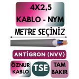 Öznur 4X2,5 Antigron (Nym) Kablo (Gri) Metre Seçenekli